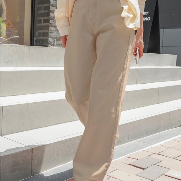 SHEIN High Waisted Wide Leg Khaki Jeans - Picture 2 of 4